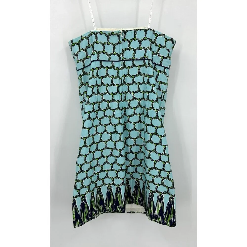 SOLD tassel print blue 6 a line preppy tropical island - Picture 6 of 10
